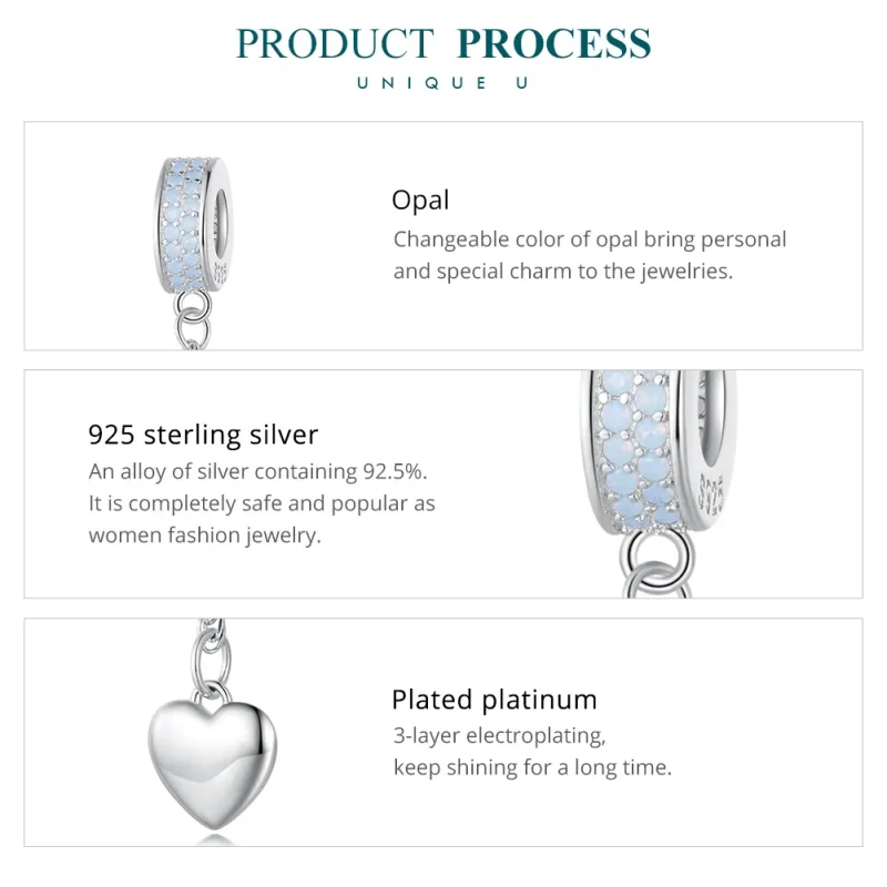 (image for) Pandora Style Silver Heart Safety Chain - BSC795 - View 6
