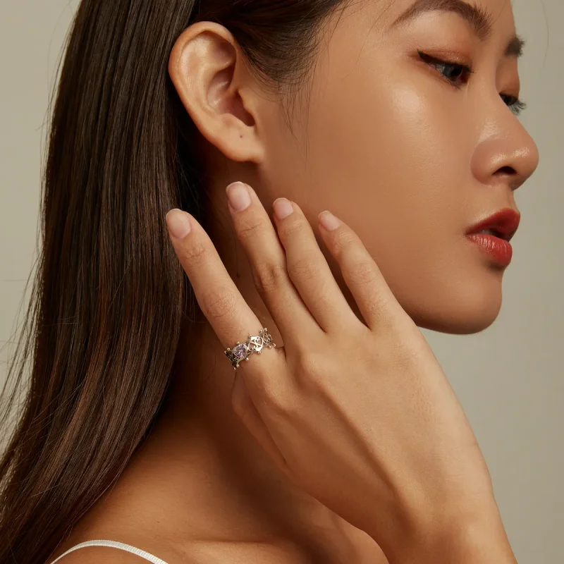 (image for) Pandora Style Sparkling Heart Ring - SCR788 - View 7