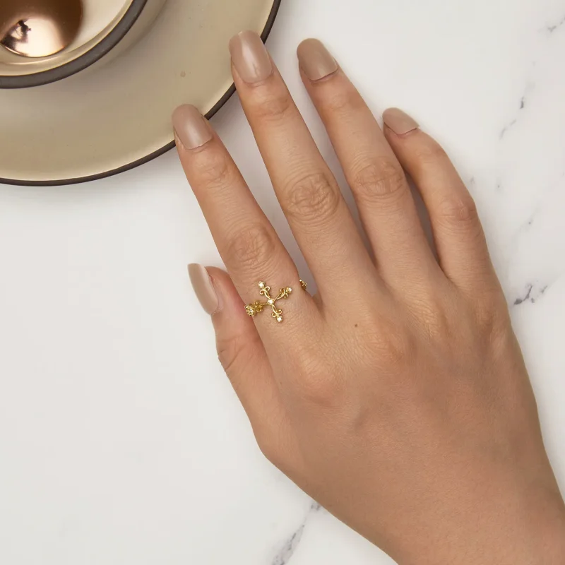 (image for) Pandora Style Yellow Gold Ring - BSR041-B - View 5