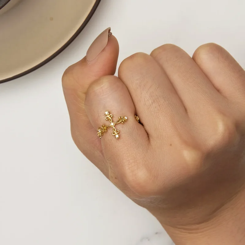 (image for) Pandora Style Yellow Gold Ring - BSR041-B - View 6