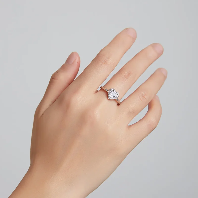(image for) Sparkling Elevated Heart Ring - SCR725 - View 6