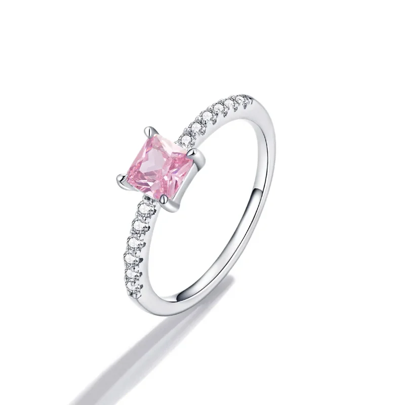 (image for) Square Sparkle Halo Ring - BSR191 - View 2