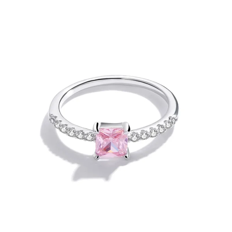(image for) Square Sparkle Halo Ring - BSR191 - View 3