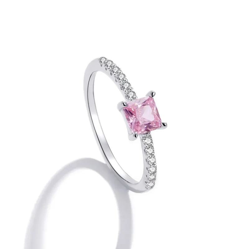 (image for) Square Sparkle Halo Ring - BSR191 - View 4