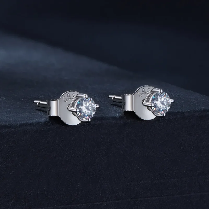 (image for) Pandora Style 0.1Ct Moissanite Studs Earrings(Two Certificates) - MSE038 - View 2