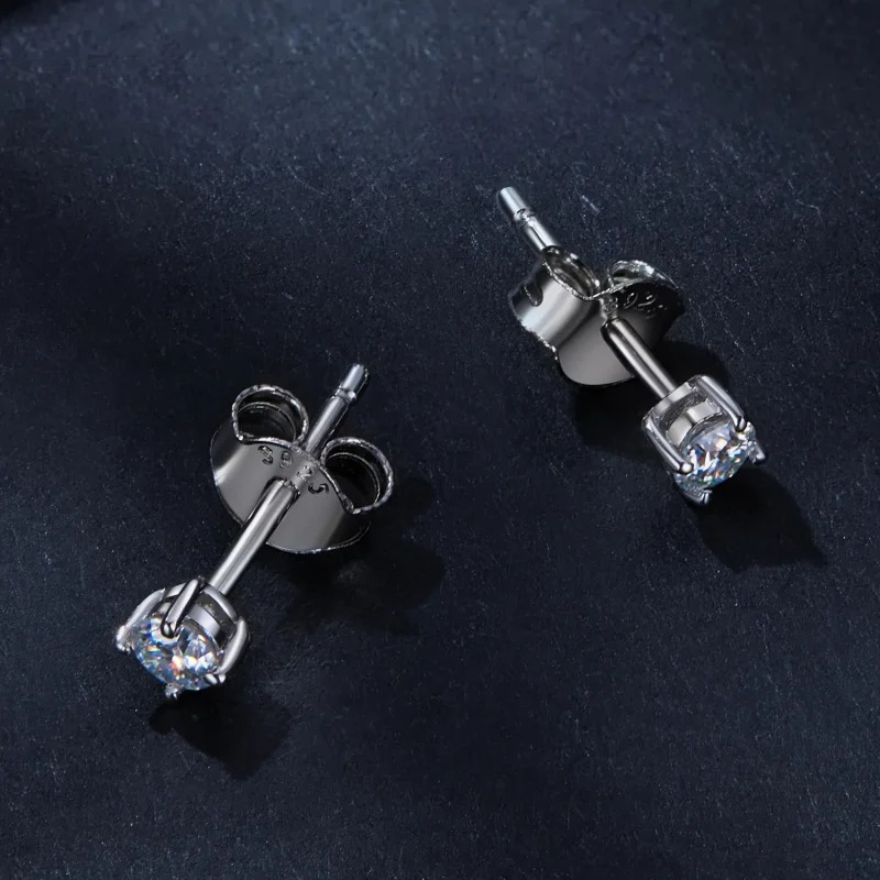 (image for) Pandora Style 0.1Ct Moissanite Studs Earrings(Two Certificates) - MSE038 - View 3