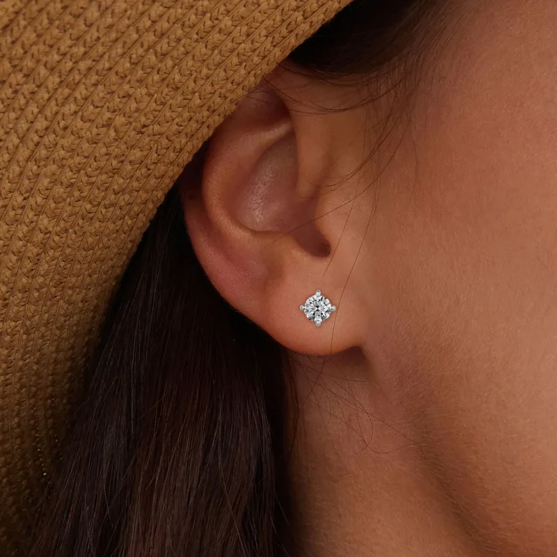 (image for) Pandora Style 0.1Ct Moissanite Studs Earrings(Two Certificates) - MSE038 - View 5