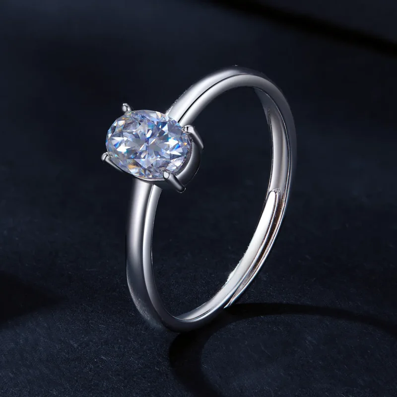 (image for) Pandora Style 1Ct Egg-Shaped Moissanite Ring(One Certificate) - MSR039 - View 2