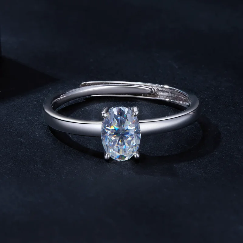 (image for) Pandora Style 1Ct Egg-Shaped Moissanite Ring(One Certificate) - MSR039 - View 3