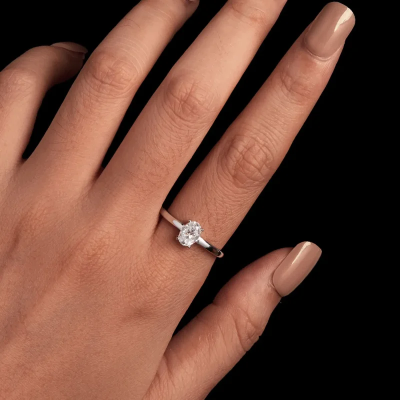 (image for) Pandora Style 1Ct Egg-Shaped Moissanite Ring(One Certificate) - MSR039 - View 4