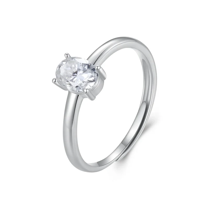 (image for) Pandora Style 1Ct Egg-Shaped Moissanite Ring(One Certificate) - MSR039