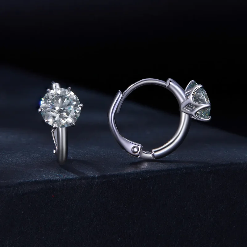 (image for) Pandora Style 1Ct Moissanite Hoop Earrings(One Certificate) - MSE037 - View 2