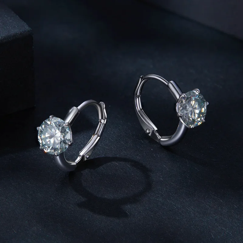 (image for) Pandora Style 1Ct Moissanite Hoop Earrings(One Certificate) - MSE037 - View 3