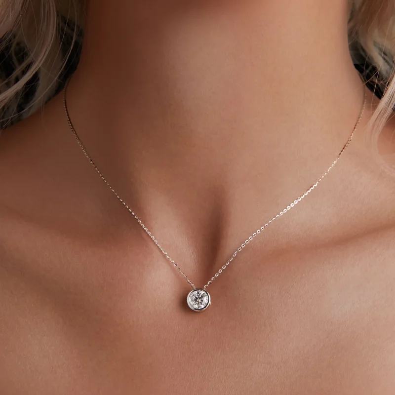 (image for) Pandora Style 1Ct Moissanite Necklace(One Certificate) - MSN021 - View 5