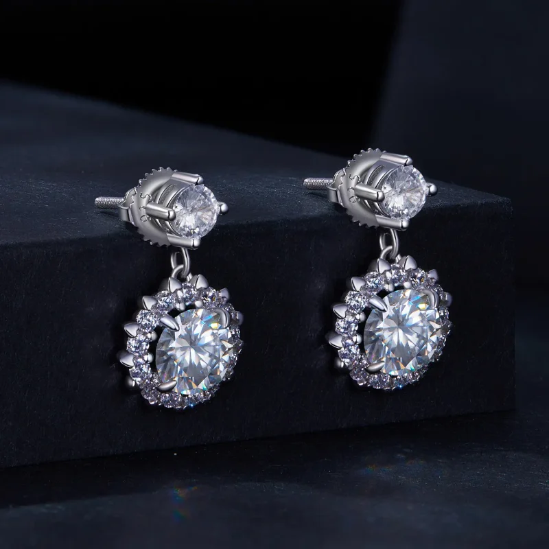 (image for) Pandora Style 1Ct Moissanite Studs Earrings - MSE028 - View 2