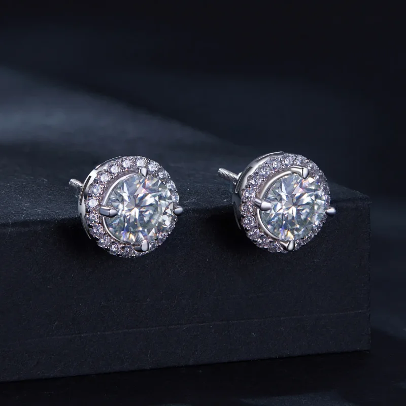 (image for) Pandora Style 1Ct Moissanite Studs Earrings(Two Certificates) - MSE039 - View 2