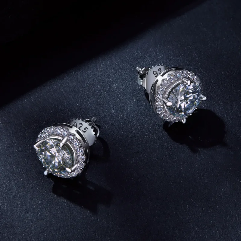 (image for) Pandora Style 1Ct Moissanite Studs Earrings(Two Certificates) - MSE039 - View 3