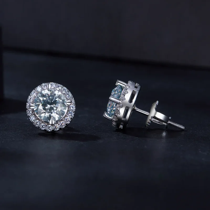 (image for) Pandora Style 1Ct Moissanite Studs Earrings(Two Certificates) - MSE039 - View 4