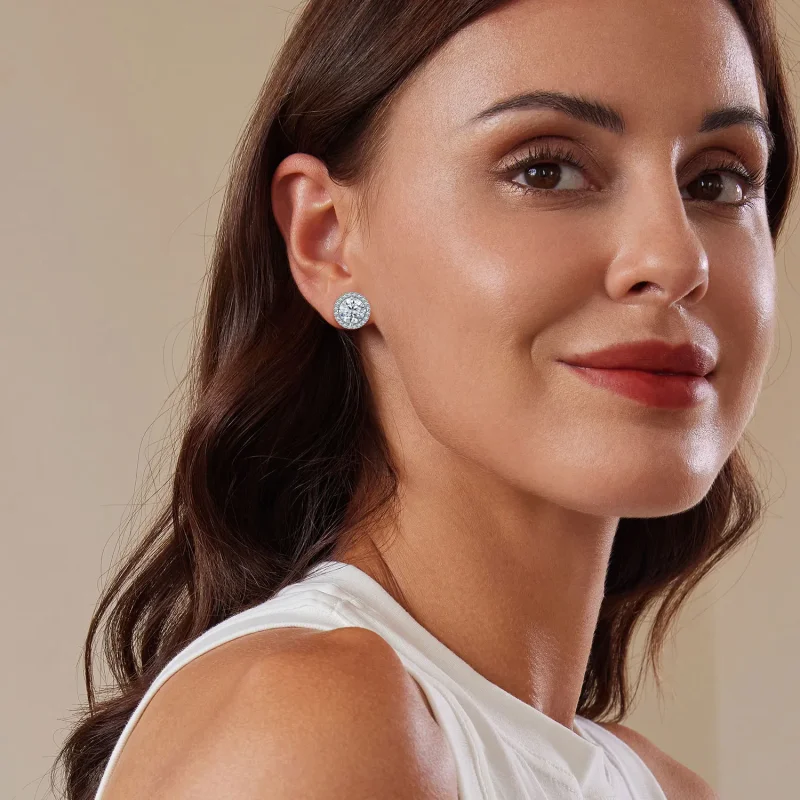 (image for) Pandora Style 1Ct Moissanite Studs Earrings(Two Certificates) - MSE039 - View 6