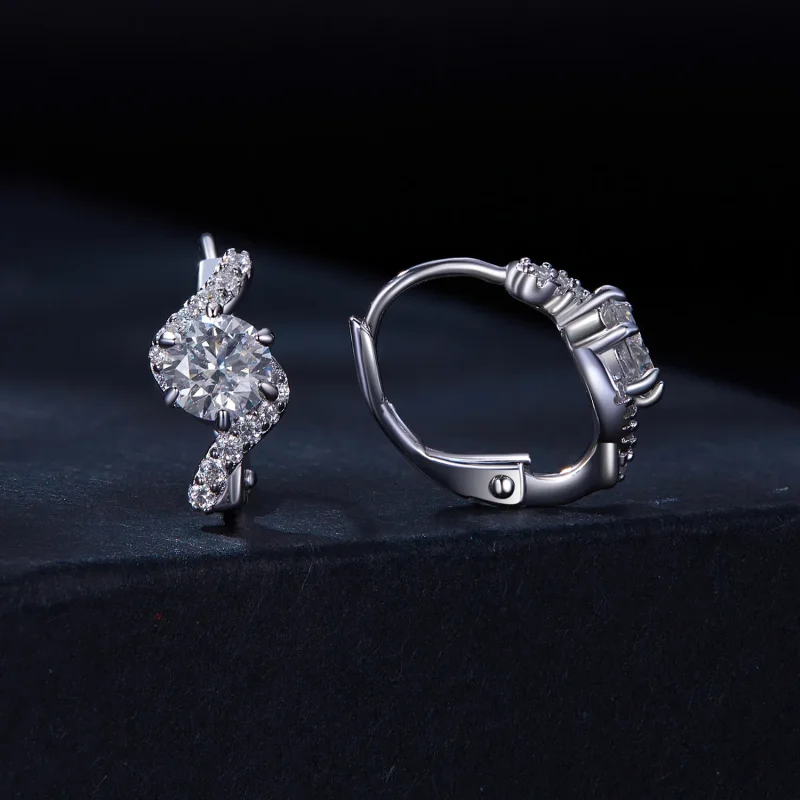 (image for) Pandora Style 50 Pointsmoissanite Hoop Earrings(Two Certificates) - MSE036 - View 2
