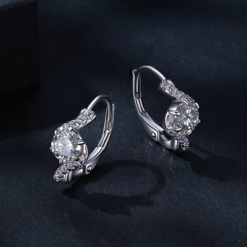 (image for) Pandora Style 50 Pointsmoissanite Hoop Earrings(Two Certificates) - MSE036 - View 3