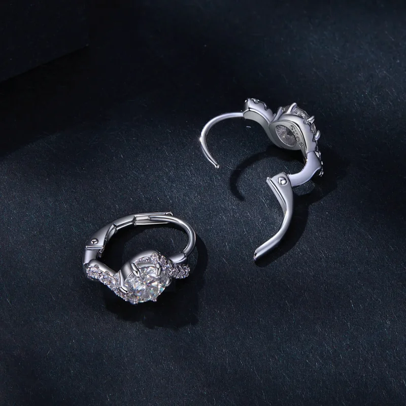 (image for) Pandora Style 50 Pointsmoissanite Hoop Earrings(Two Certificates) - MSE036 - View 4