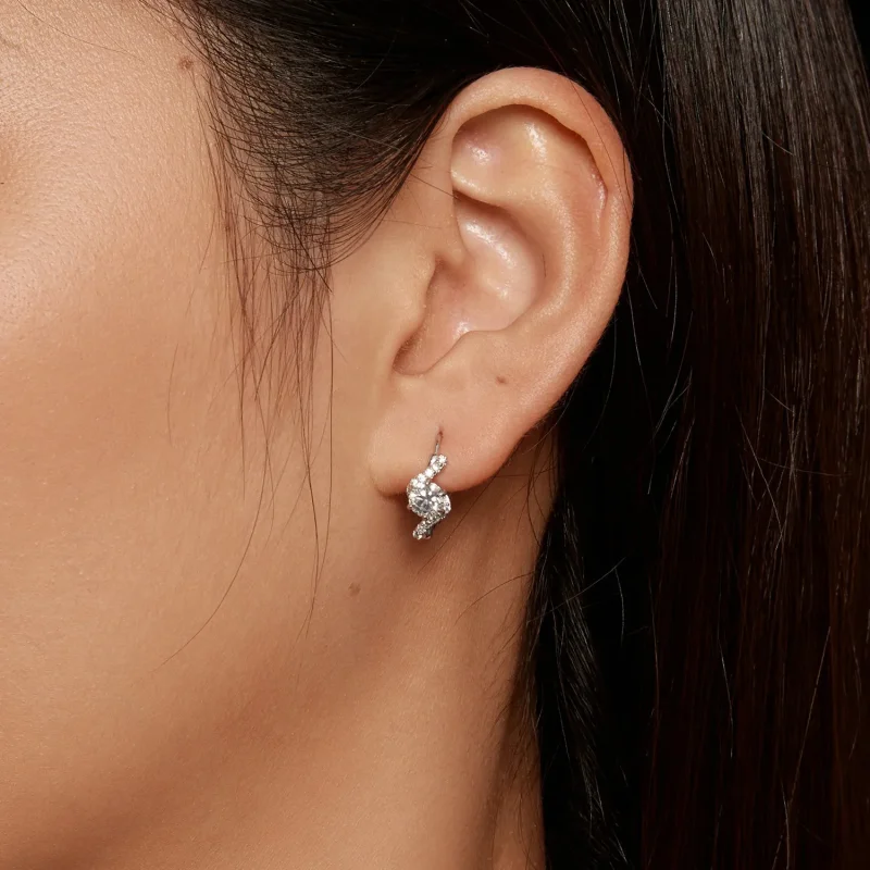 (image for) Pandora Style 50 Pointsmoissanite Hoop Earrings(Two Certificates) - MSE036 - View 7
