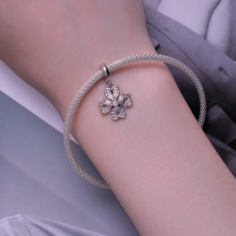 (image for) Pandora Style Angel wings Lucky Four Leaf Clover Dangle - SCC2484 - View 5