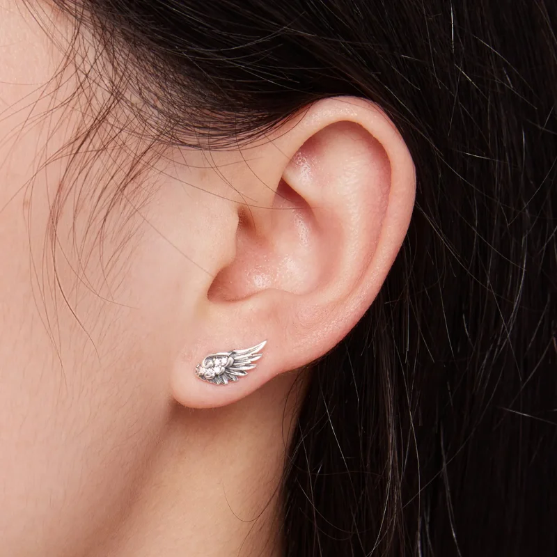 (image for) Pandora Style Angel Wings Studs Earrings - SCE1579 - View 7
