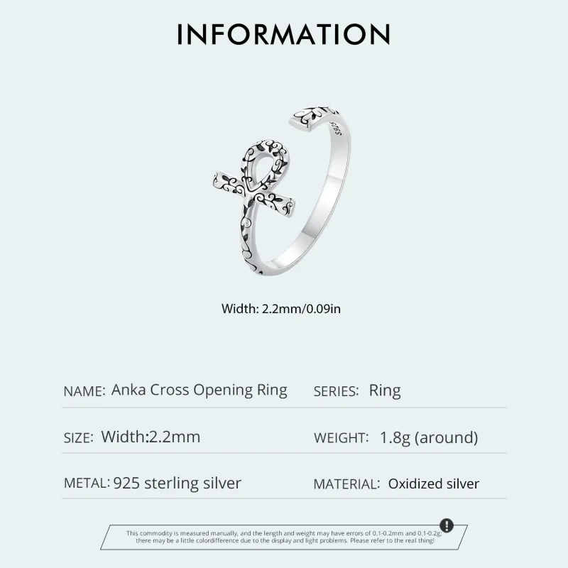 (image for) Pandora Style Ankh Cross Open Ring - SCR972-E - View 4