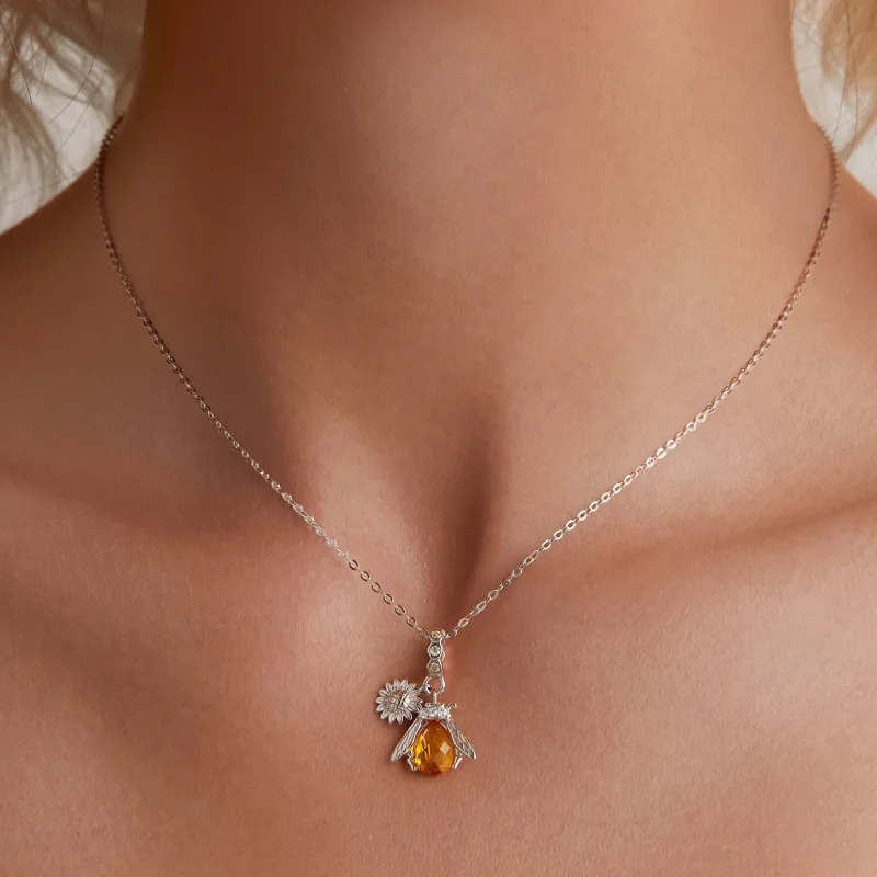 (image for) Pandora Style Bee Daisy Necklace - BSN356 - View 5