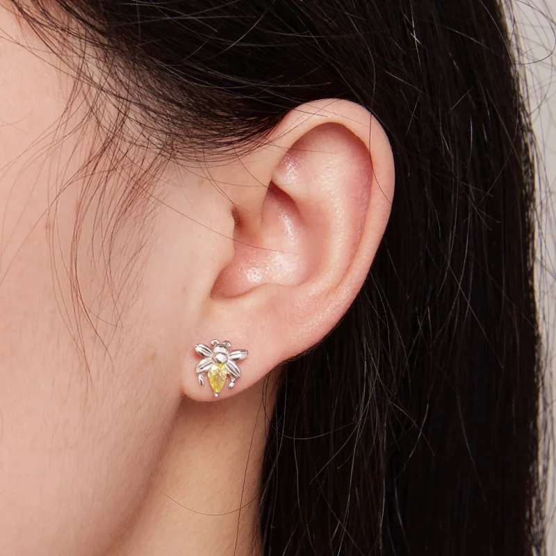 (image for) Pandora Style Bee Two Wear Studs Earrings - SCE1580 - View 7