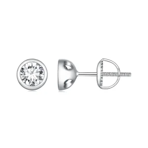 Pandora Style Bezel-Mounted Moissanite Studs Earrings - MSE026 (image for) Pandora Style Bezel-Mounted Moissanite Studs Earrings - MSE026