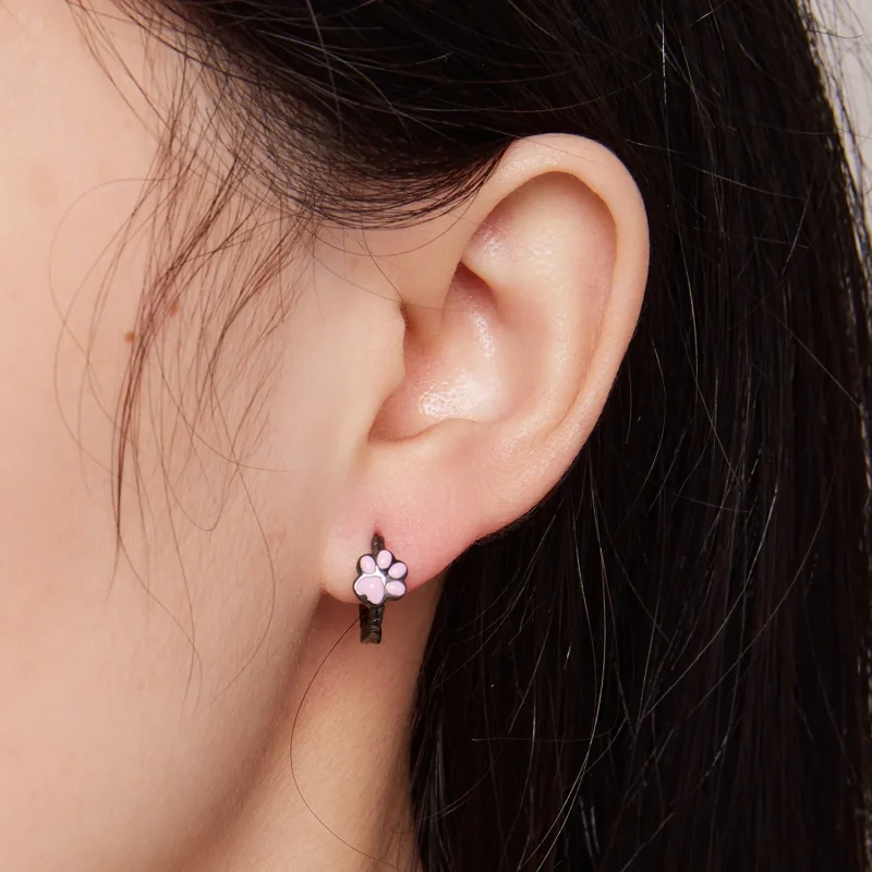 (image for) Pandora Style Black Cat Claw Hoop Earrings - SCE1576 - View 4