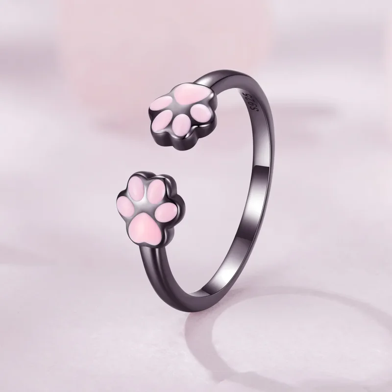 (image for) Pandora Style Black Cat Claw Open Ring - SCR913 - View 2