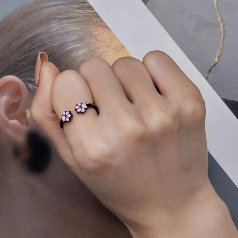 (image for) Pandora Style Black Cat Claw Open Ring - SCR913 - View 6