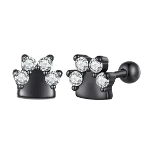 Pandora Style Black Dog Paws Studs Earrings - SCE1575 (image for) Pandora Style Black Dog Paws Studs Earrings - SCE1575