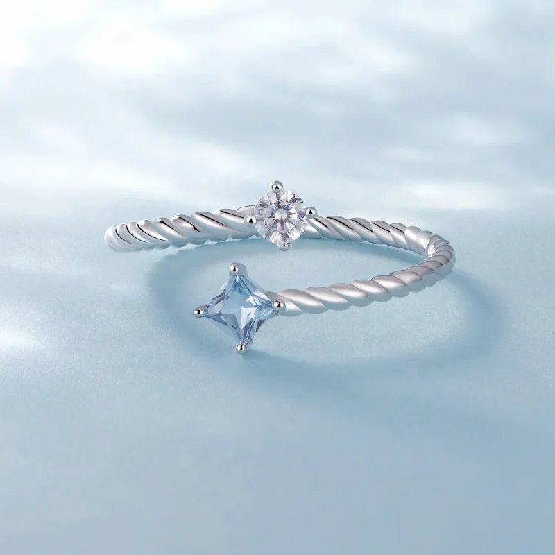 (image for) Pandora Style Blue Twist Ring - SCR923 - View 3