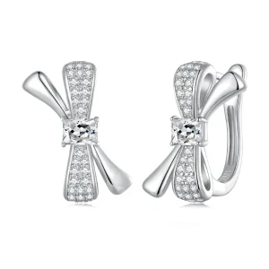 Pandora Style Bow Hoop Earrings - BSE810 (image for) Pandora Style Bow Hoop Earrings - BSE810