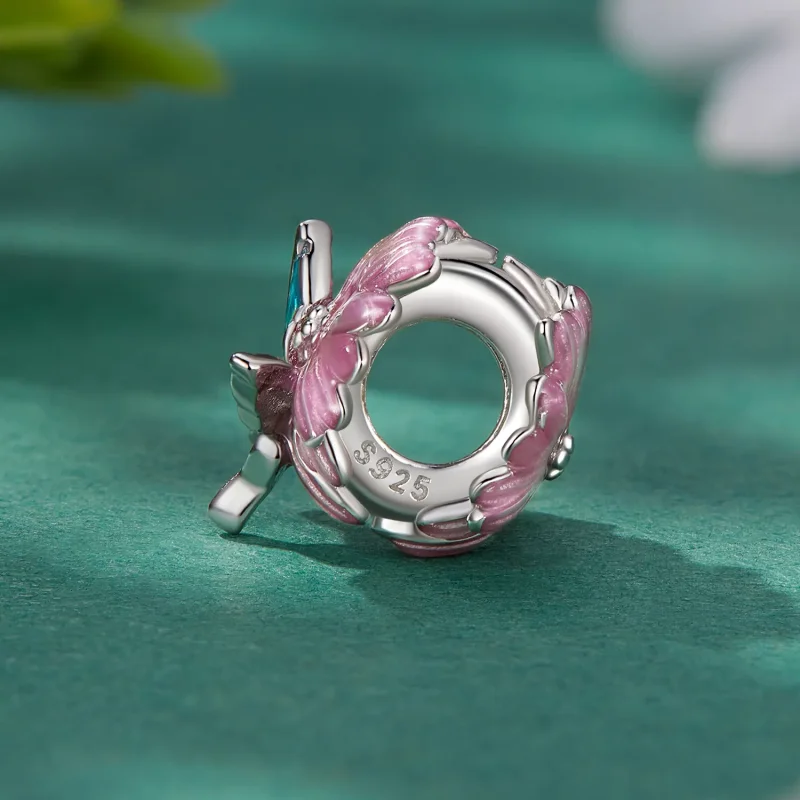 (image for) Pandora Style Butterfly Chrysanthemum Charm - BSC788 - View 3