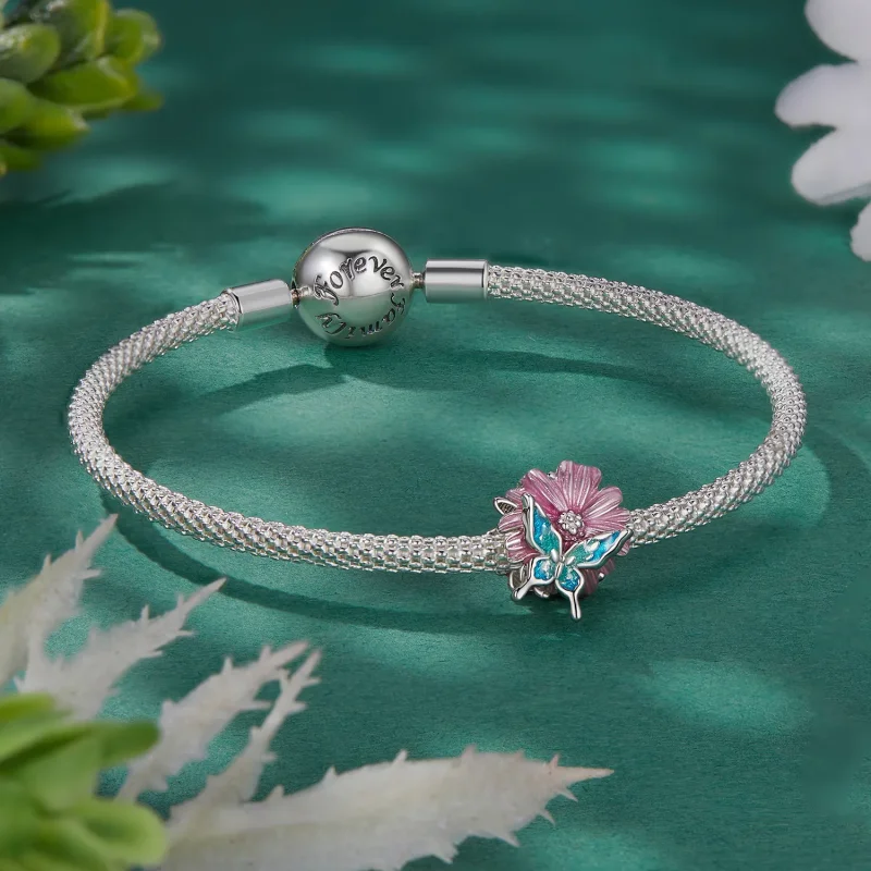 (image for) Pandora Style Butterfly Chrysanthemum Charm - BSC788 - View 5