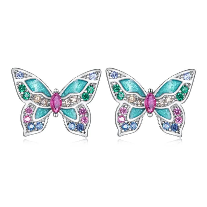 (image for) Pandora Style Butterfly Studs Earrings - BSE807 - View 3