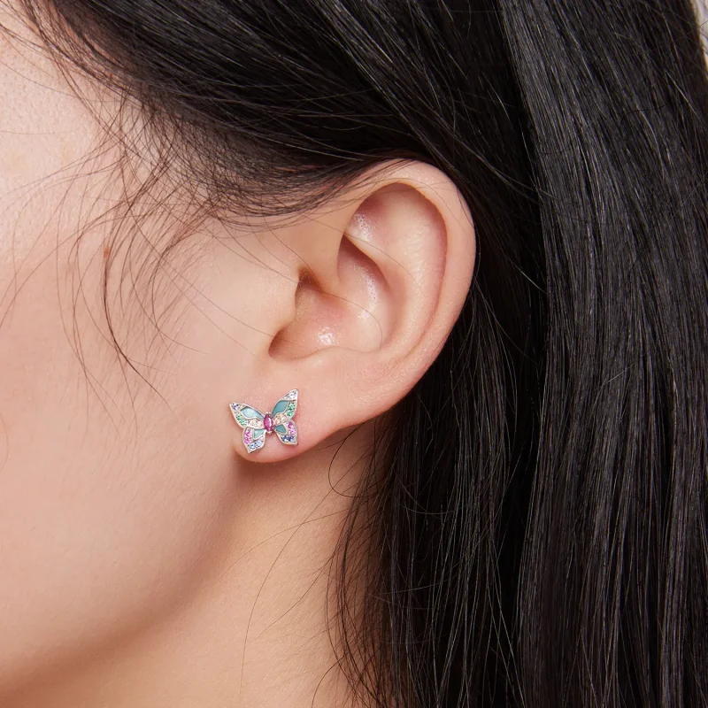 (image for) Pandora Style Butterfly Studs Earrings - BSE807 - View 6