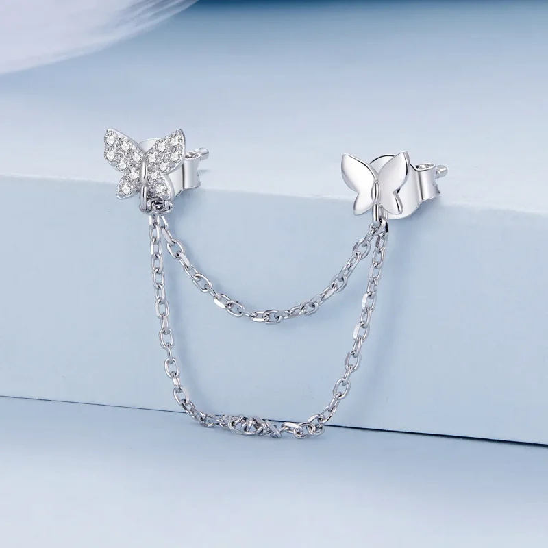 (image for) Pandora Style Butterfly Studs Earrings - BSE876 - View 2