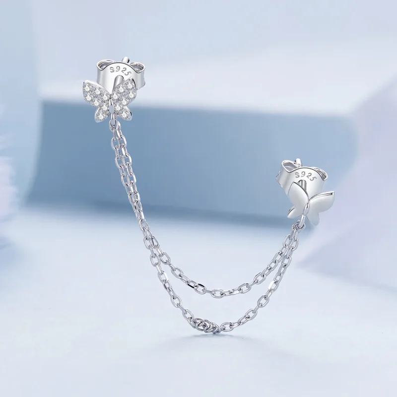 (image for) Pandora Style Butterfly Studs Earrings - BSE876 - View 3