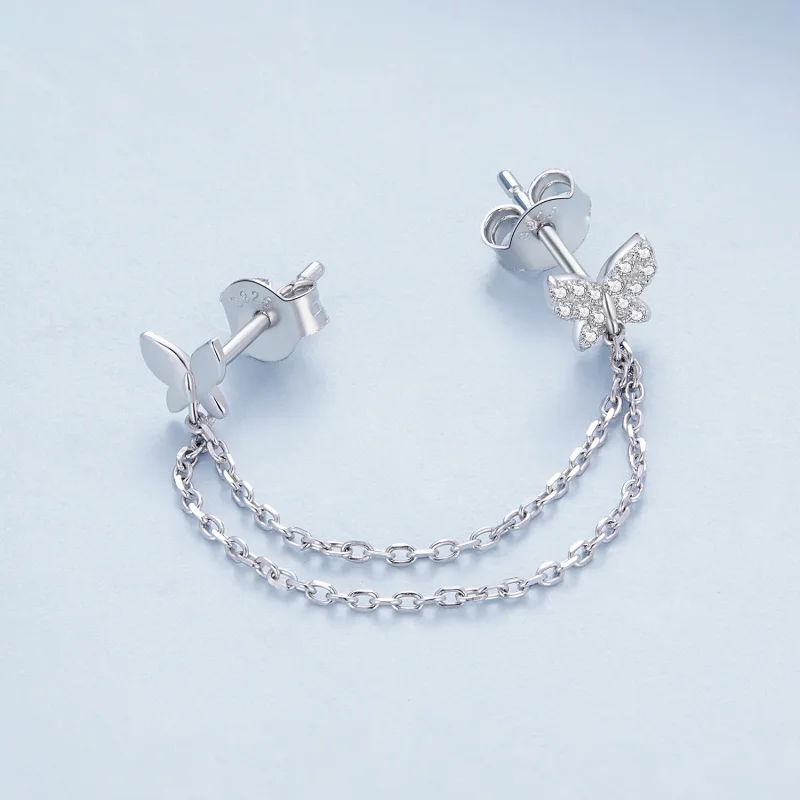 (image for) Pandora Style Butterfly Studs Earrings - BSE876 - View 4