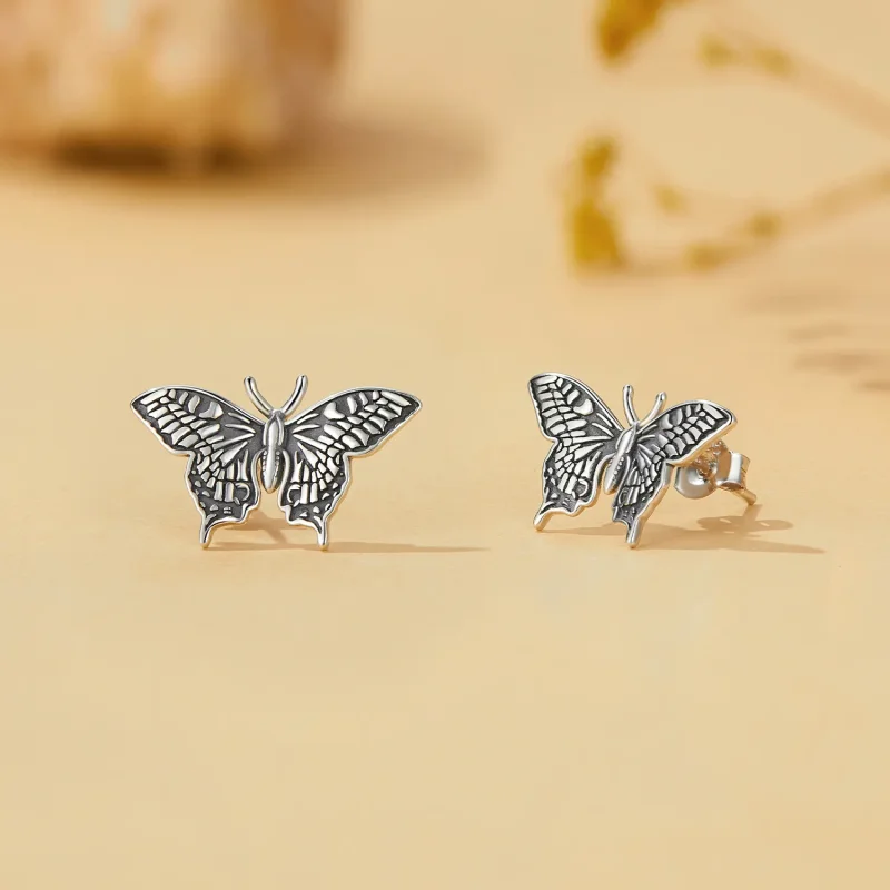 (image for) Pandora Style Butterfly Studs Earrings - SCE1637 - View 2