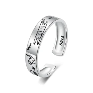 Pandora Style Cat Doodle Ring - SCR951-E (image for) Pandora Style Cat Doodle Ring - SCR951-E