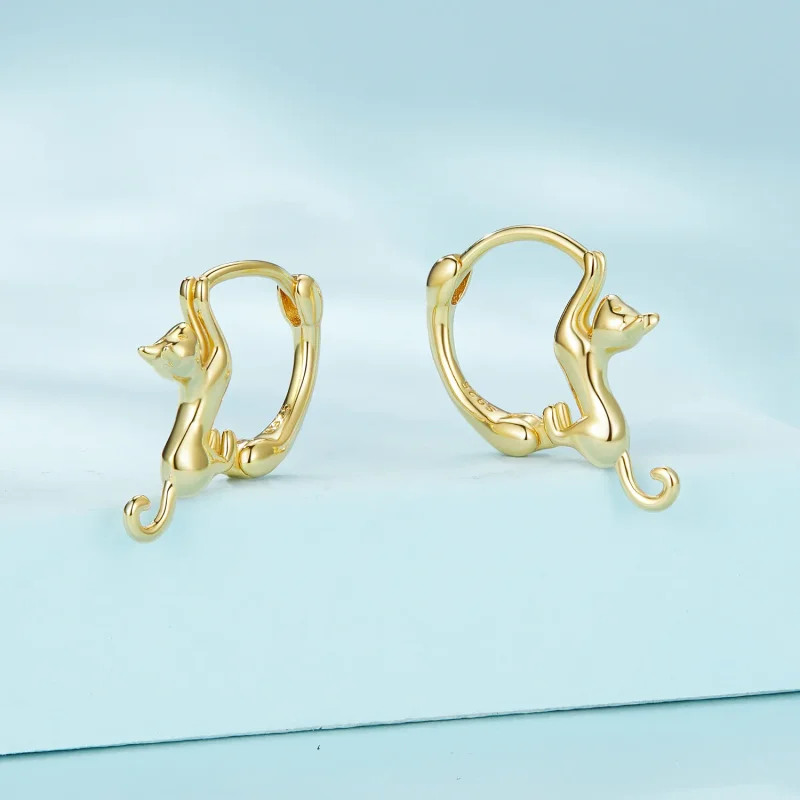 (image for) Pandora Style Cat Hoop Earrings - SCE1488-LB - View 2