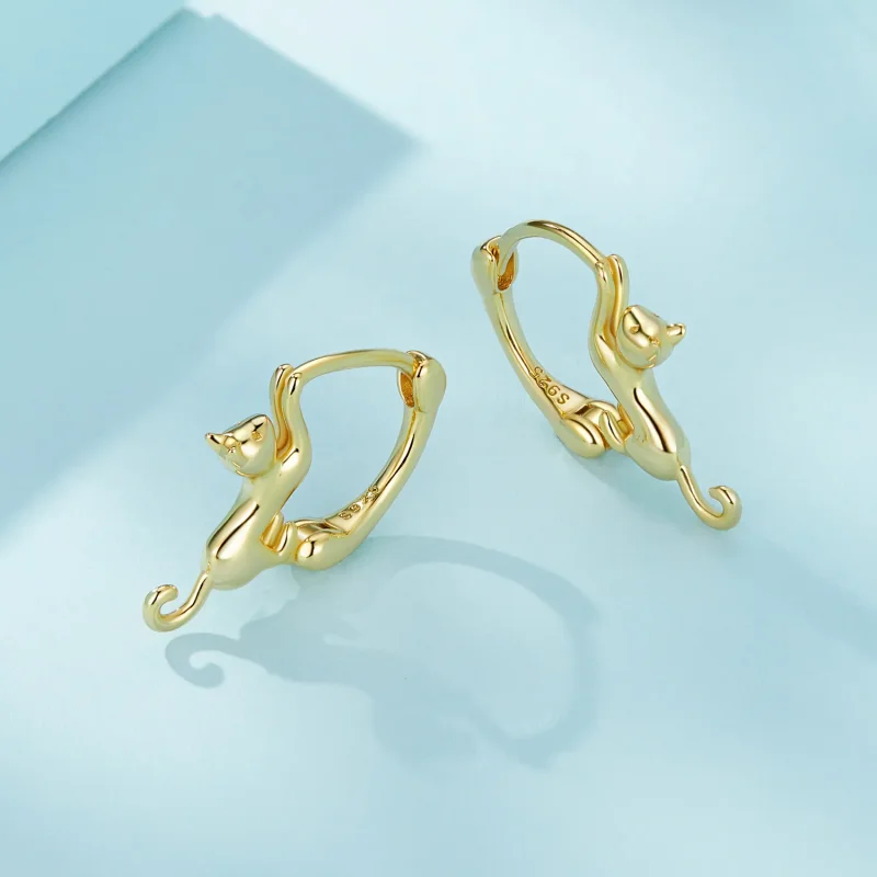(image for) Pandora Style Cat Hoop Earrings - SCE1488-LB - View 3